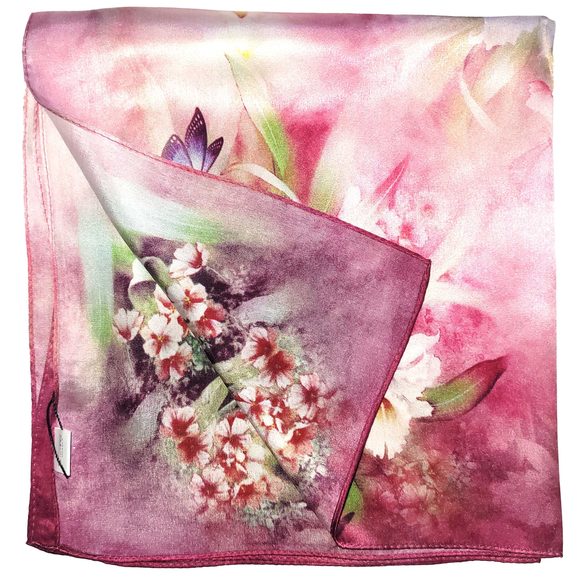 NWT Genuine 100% Mulberry Silk Satin Scarf 20"x20" Small Square Shawl 5401 - Picture 5 of 7